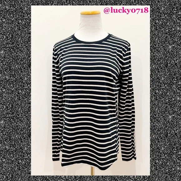 Lululemon Ever Ready Long Sleeve Top In Yachtie Stripe Black Chrome Sz 6 - Picture 4 of 8
